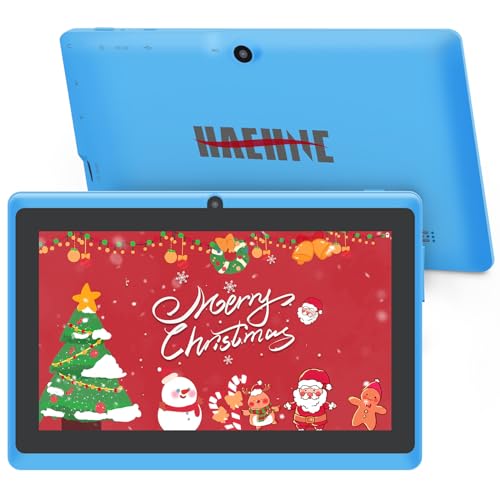 Haehne 7 Zoll Tablet PC, Google Android 4.4, Quad Core A33, 512MB RAM 8GB ROM, Dual Kameras, WiFi, Bluetooth, Kapazitiven Touchscreen, Azurblau