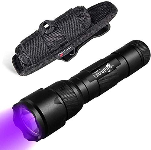 UltraFire 502B UV LED Taschenlampe 395-405nm Schwarzlicht Einstellbarer Fokus Zoomable Ultraviolette Lampe mit Taschenlampen Holster, für Lecksucher, Haustier Urinfleck, Bettwanze