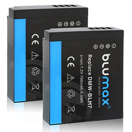 Blumax 2X Akku ersetzt Panasonic DMW-BLH7 / DMW-BLH7E / DMW-BLH7PP kompatibel mit Lumix DMC-GM1 / DMC-GM5 / DMC-GF7 | 7,2V 700mAh Hochleistungsakku