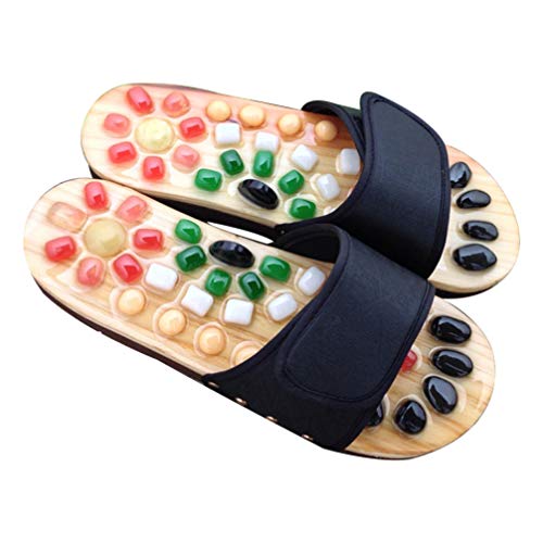 Milisten Massage-Hausschuhe Akupressur Reflexzonen-Sandalen Fußmassageschuhe Shiatsu Relax Sandalen mit therapeutischem Stein