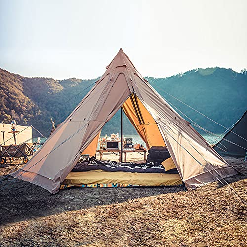 Outdoor-Campingzelte für 4 Personen – tragbares, wasserdichtes Pyramiden-Tipi-Zelt, achteckiges Tipi-Zelt für Erwachsene, Indianerzelte (Khaki 3)