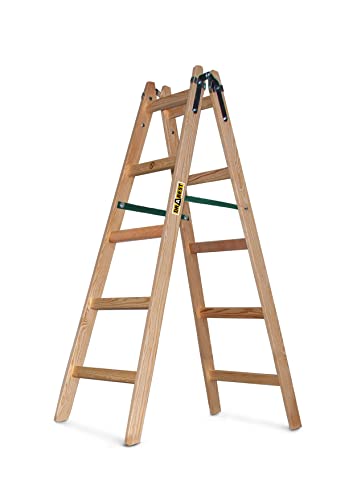 Drabest Malerleiter Holz Bockleiter Holzleiter 2 x 5 Stufen Zweiseitige Klappleiter Haushaltsleiter bis 150 kg belastbar