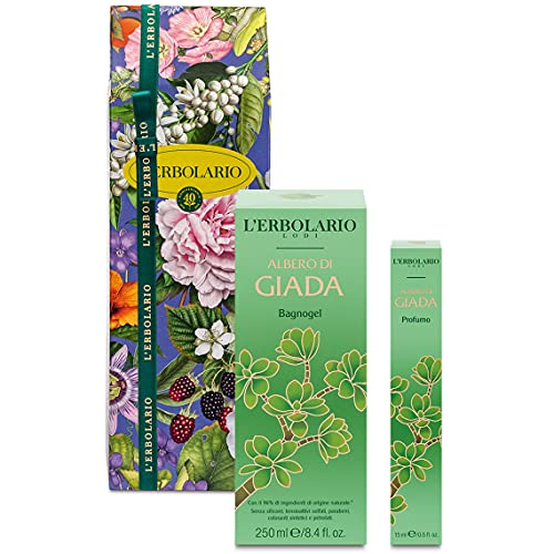 L' Erbolario - Geschenkbox Jadebaum Duo - in Originalverpackung - Bagnogel 250 ml + Duft 15 ml + gratis Florinda Pflanzenseife 50 g
