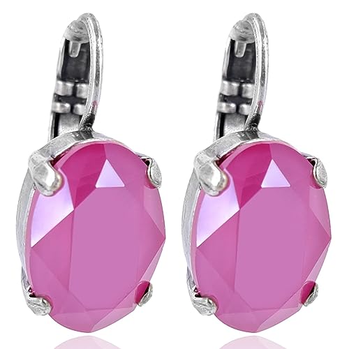 Kristall-Ohrringe Silber Swarovski Kristalle Peony Pink Klappverschluss NOBEL SCHMUCK