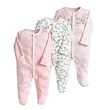 Baby Schlafstrampler 3er Pack Unisex Pyjamas Baumwolle Overalls Strampler mit 3-6 Monate