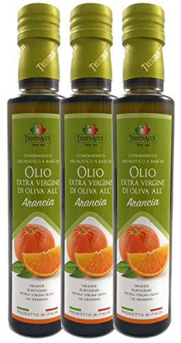 Extra Natives Olivenöl mit natürlichen Orangenaroma - 3x250 ml - Italienisches Orangen Olivenöl in höchster Qualität - TrentinAceti - kaltgepresst