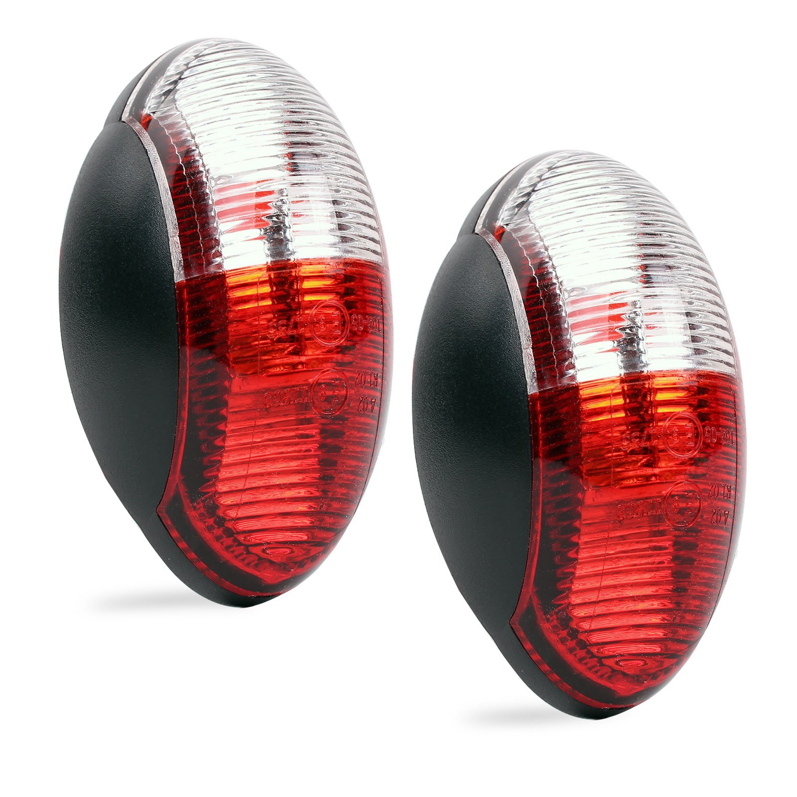 Umrissleuchte LED 12v Begrenzungsleuchte 2er Set rot/weiß 60x34 mm, 12-30 Volt für Wohnmobil, Wohnwagen und Anhänge