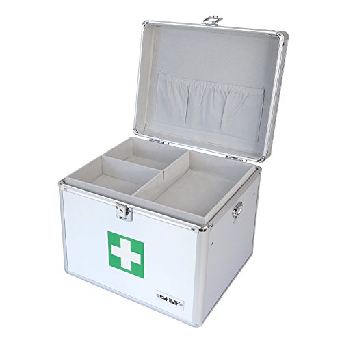 HMF 14702-09 Alu Medizinkoffer, Erste Hilfe Koffer, Tragegriff, 30 x 25 x 25 cm