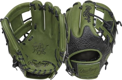 Rawlings Herren Heart of The Hide Baseball-Handschuh, Rechtshänder, 29,2 cm, Pro I-Web, Color Sync 8.0, Militärgrün/Schwarz, 11.5"