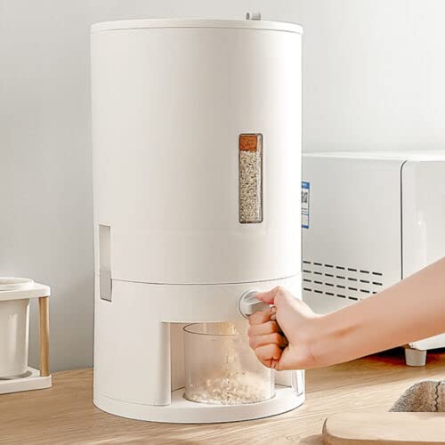 GMSLuu Küche Lebensmittel Getreide Reis Container Kunststoff Getreide Spender Reis Vorratsdosen Luftdicht mit Deckel 10KG Weiß