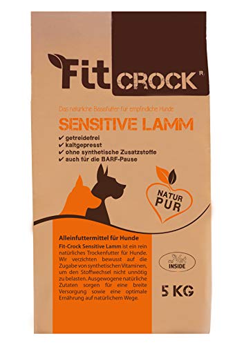 cdVet Fit-Crock Hundefutter trocken Sensitive Lamm Mini 5 kg, getreidefrei