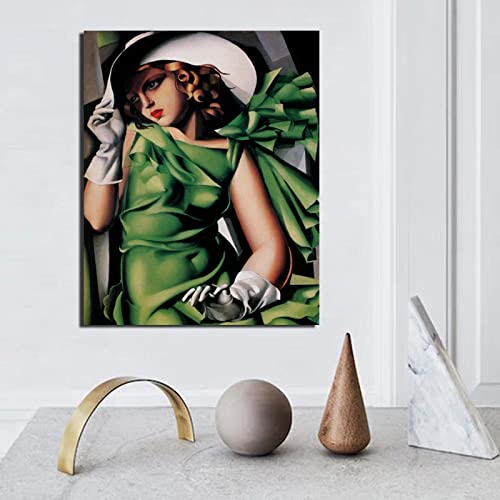 Tamara de Lempicka Frau im grünen Kleid Leinwand Gemälde Druck Wohnzimmer Wohnkultur Wandkunst Ölgemälde Poster Bild 50 x 70 cm rahmenlos