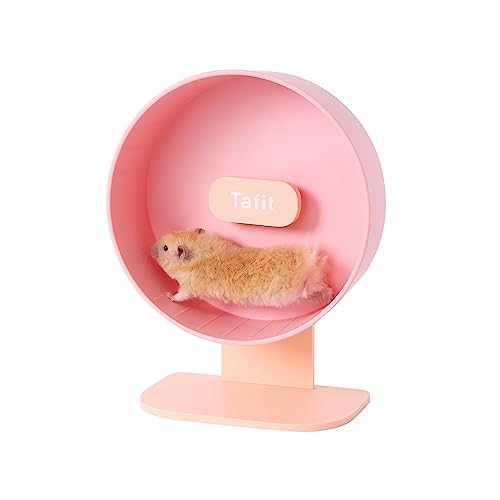 Tafit Hamster-Trainingsrad, superleise, 25.7 cm, Laufräder, leiser Spinner mit höhenverstellbarem Ständer, Haustierspielzeug für Zwerge, syrische Hamster, Mäuse oder andere Kleintiere, Rosa
