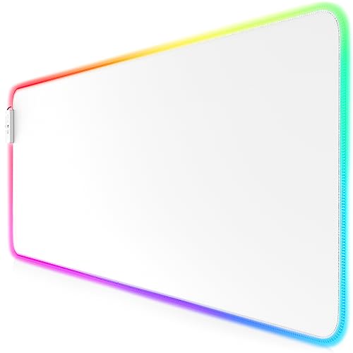 CSL - RGB Gaming Mauspad - LED Schreibtischunterlage - 800x300 mm - XXL Mousepad - LED Multi Color - 11 Beleuchtungs-Modi - 7 LED Farben Plus 4 Effektmodi - abwaschbar - weiß