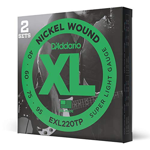 D'Addario EXL220TP vernickelte Stahlsaiten für E-Bass .040 - .095 Long Scale Super Light (2er Pack) Sparpack
