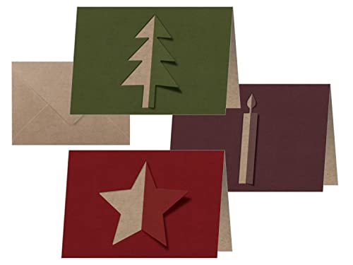 Sigel Weihnachtskarte-Set DL 225g 10+10 Stück Kraftkarton Cut-out styl