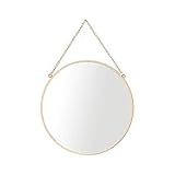 AIFUSI Hängender Spiegel, 30 x 30 cm, runder Badezimmer-Schminkspiegel, Messingrahmen mit Kette zum Aufhängen, mittelgroß