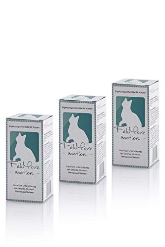 FeliMove 3er Spar-Paket Motion mit 3 x 60ml tierärztlichem Ergänzungsfuttermittel für alte und Junge Katzen mit Problemen der Beweglichkeit.