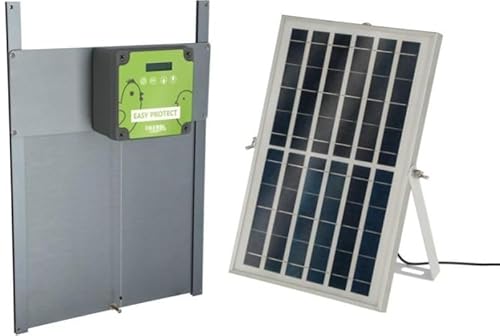 Kerbl automatische Hühnerklappe EasyProtect Solar mit Selbstverriegelung, elektrische Hühnertür, Aluminium-Schiebetür, Lichtensor und Zeitsteuerung