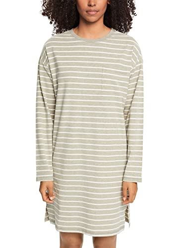 ESPRIT Damen Y/D Stripe Cotton Sus Nightshirt Nachthemd, Light Khaki, 38 EU