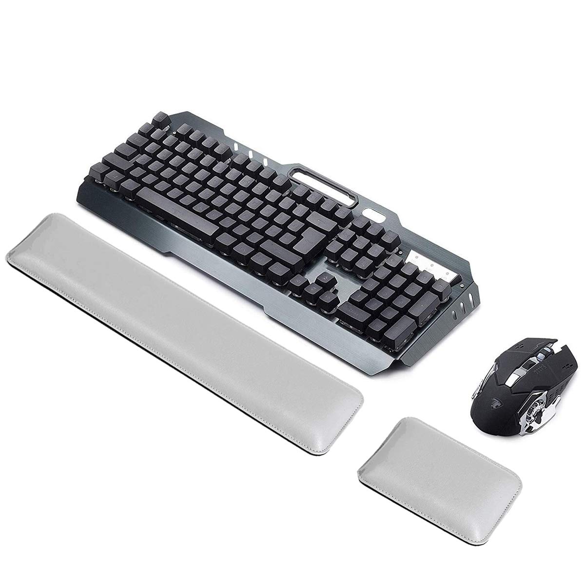 ASEOK Handgelenkauflage aus PU-Leder für Tastatur und Maus, ergonomisches Handgelenkkissen mit Memory-Gelschaum für Computer/Notebook/Laptop(weiß)