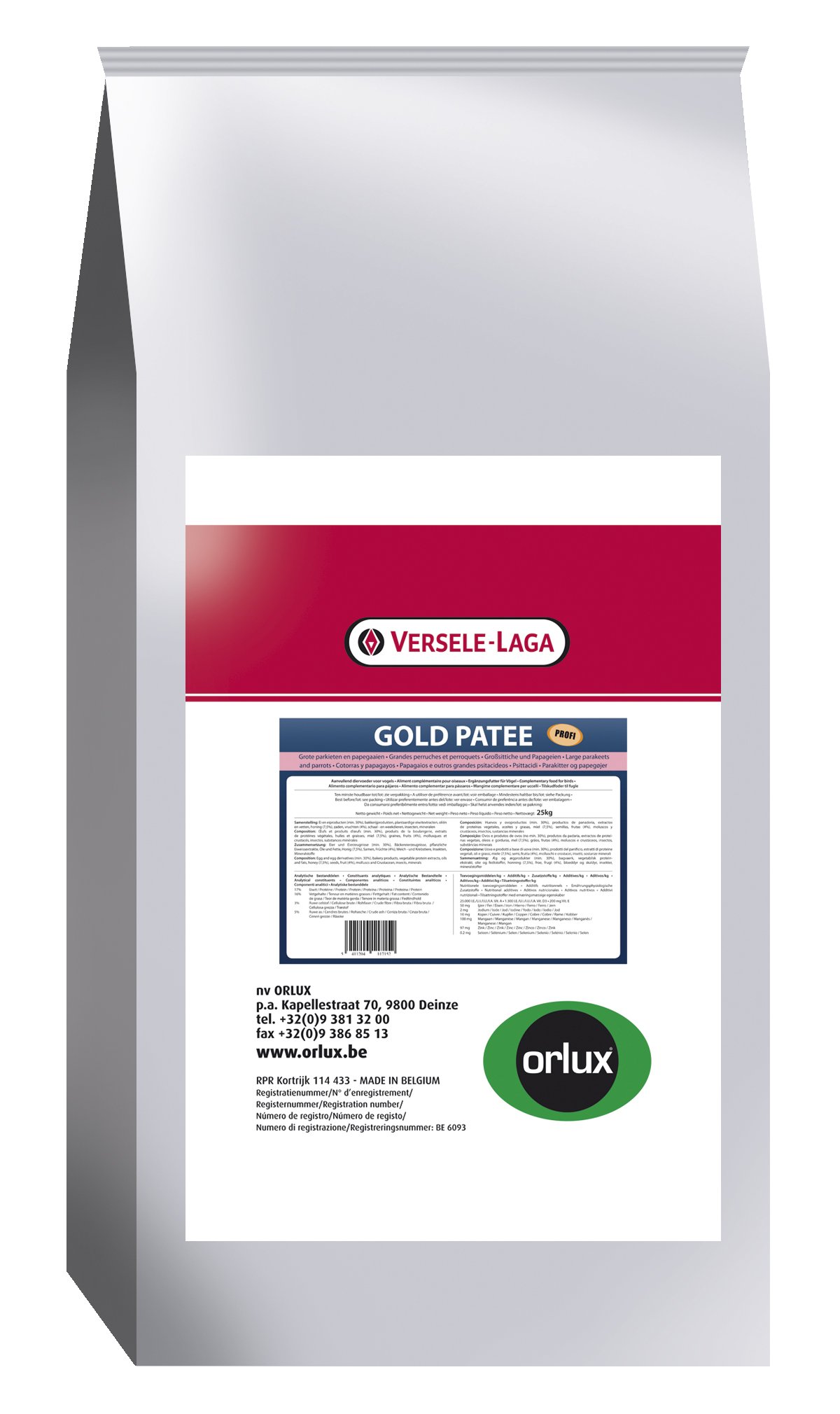 Orlux Gold patee Großsittiche/Papageien 25 kg