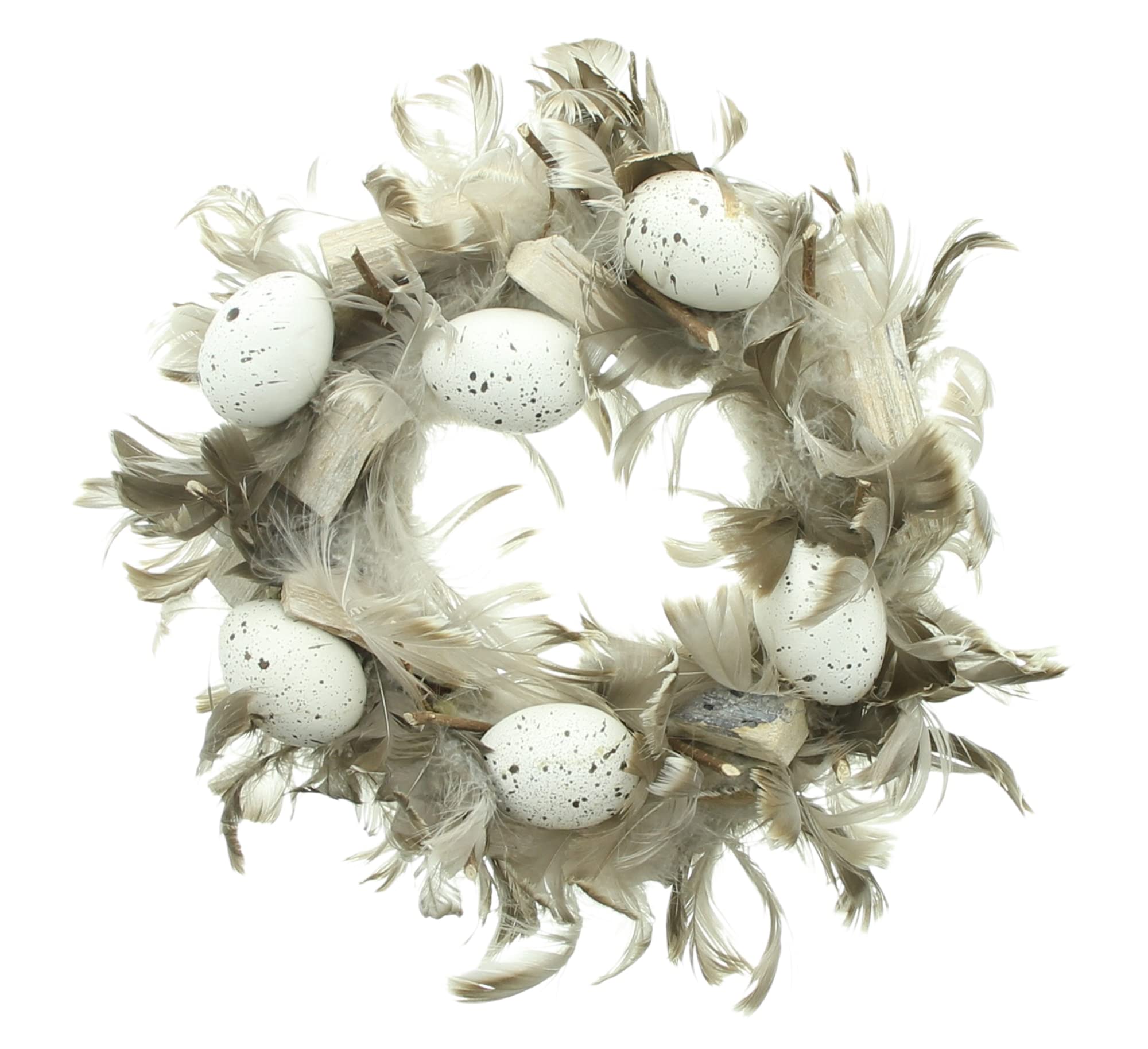 Kranz Federleicht Osterkranz, Türkranz mit Federn und Eier Ø 28 x 6 cm, Innen-Ø 10 cm