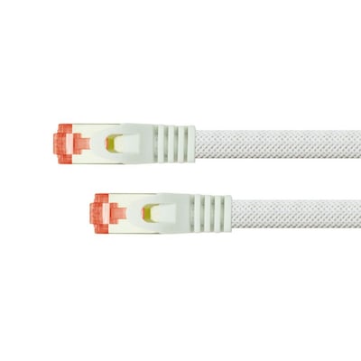 PYTHON Cat.6 RJ45 Ethernet LAN Patchkabel mit Rastnasenschutz und Nylongeflecht, S/FTP, PiMF, PVC, 250MHz, OFC, Gigabit-fähig (10/100/1000-Base-T Ethernet Netzwerke) - weiß, 25 m