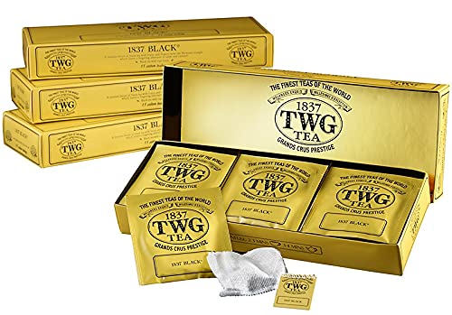 TWG Singapore - The Finest Teas of the World - 1837 SCHWARZER TEE - 15 Handnaht Teebeutel aus reiner Baumwolle