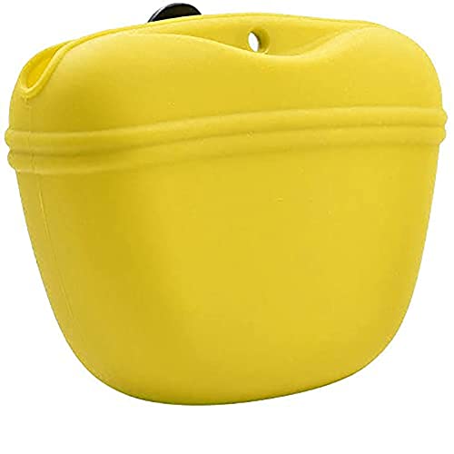 Baodaner Leckerli-Tasche für Leckerlis, aus Silikon, für Hundetraining, tragbar, mit Magnetverschluss, Taillenclip (3 Stück, gelb)