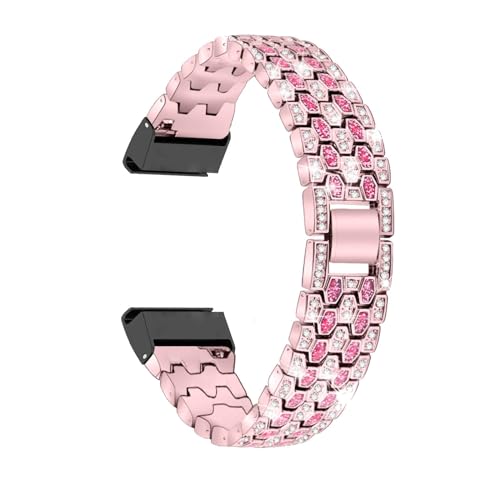 LXURY Edelstahl Armbänder für Garmin EPIX Gen 2 Armband Damen, mit Strass Diamanten Glänzendes Metall Verstellbares Ersatzarmband Kompatibel mit Garmin EPIX Gen 2 Uhrenarmband (Rosa)