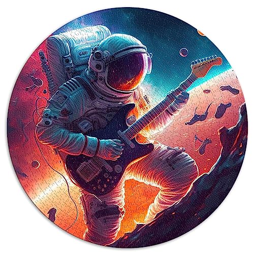Puzzle für Erwachsene und Kinder1000 Teile Astronaut spielt Gitarre, kugelförmiges Puzzle aus Pappe, 67,5 x 67,5 cm