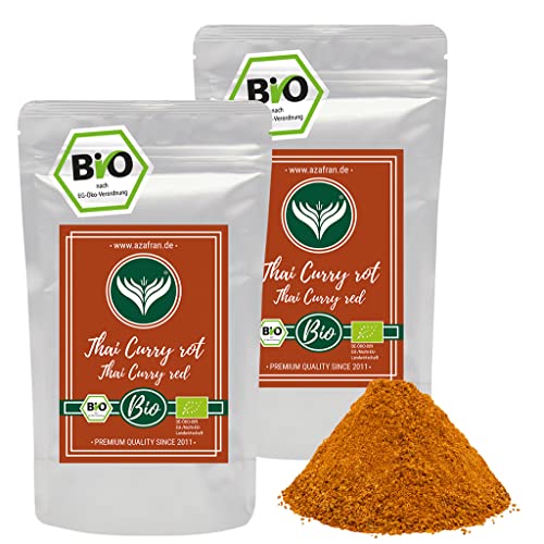 Azafran BIO Rotes Thai Curry | Curry Pulver thailändische Küche | Currypulver rot asiatisch 500 g