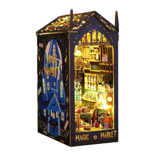 Loufy DIY Book Nook Miniatur Kits für Erwachsene, 3D Holzpuzzle Miniaturhaus Kit für Book Nook Regal Einsatz Dekor Langlebig Einfach zu bedienen