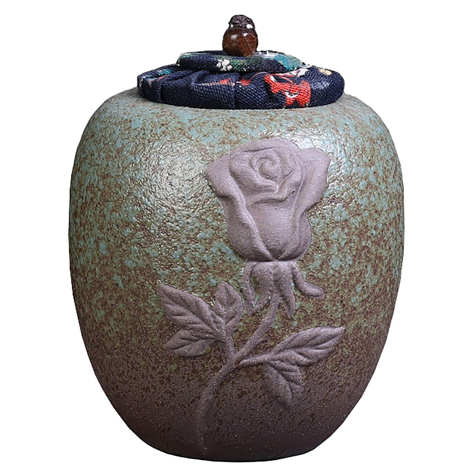 Urnen handgemachte Keramik-Brennofen Einäscherung Urn für Menschen Asche Erwachsener, Andenken Beerdigung Urne zu Hause oder Cemetery,12.8×9cm
