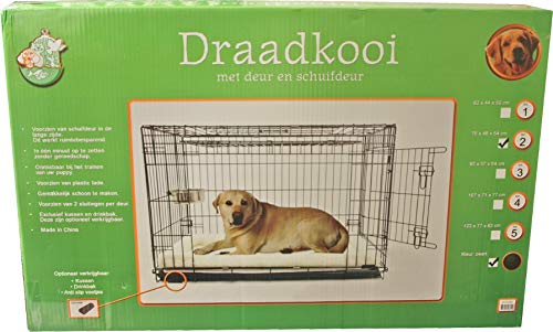 Boon Draadkooi met deur en schuifdeur (zwart) 76x44x50