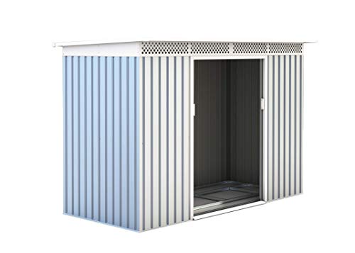 GARDIUN KIS12135 - Metallhaus Rutland; 3,93 m², Außenbereich, 142 x 277 x 184 cm, verzinkter Stahl, silbern / weiß