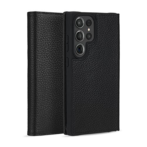 Case-Mate Wallet Echtleder Bookcase kompatibel mit Samsung Galaxy S23 Ultra Hülle Leder [3,6 m Fallschutz | Integrierter Klappverschluss | Geld- und Kartenfächer | Handgefertigtes Leder] - Schwarz