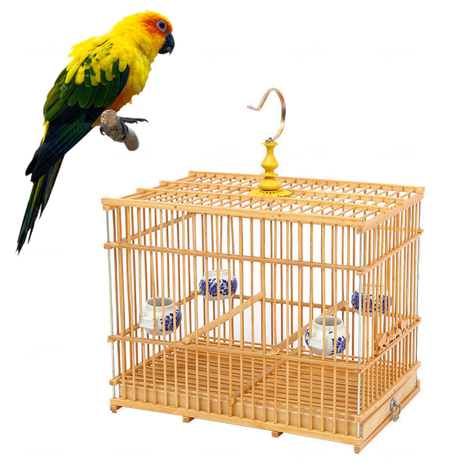 Quadratischer Vogelkäfig mit Futterspender Kunststoff-Vogelhaus zum Aufhängen mit Haken für kleine Vögel, Sittiche, Finken, Nymphensittiche