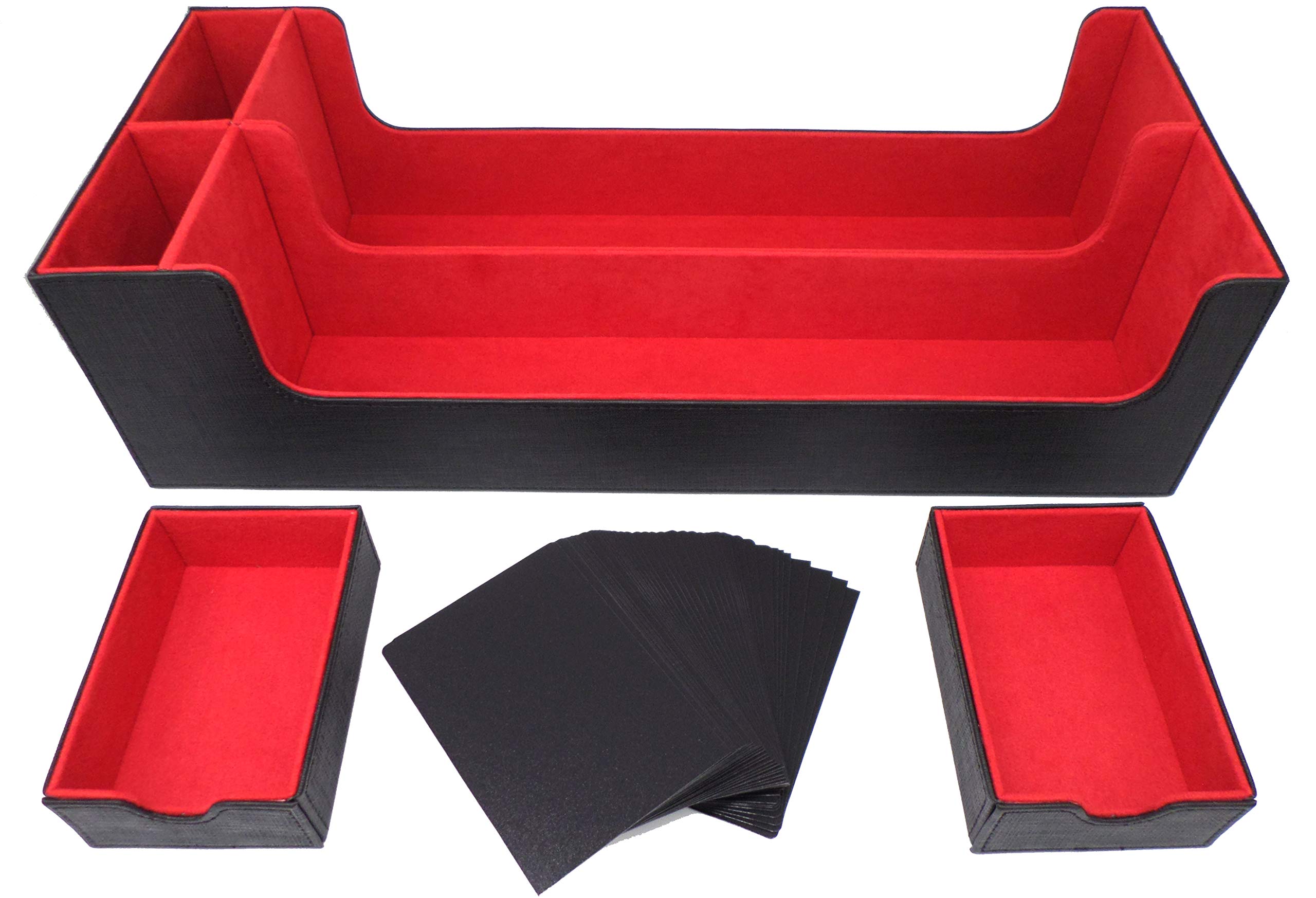 docsmagic.de Premium 2-Row Trading Card Storage Box Black/Red + Trays & Divider - MTG PKM YGO - Aufbewahrungsbox Schwarz/Rot
