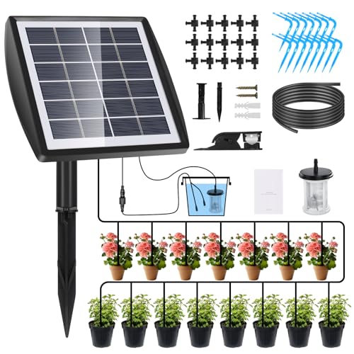 Solar Bewässerungssystem Automatische Set Solarbetriebenes Tropfbewässerungsset Automatisches Gartenbewässerungssystem mit Wassersensor Timer Außenbewässerungssystem für die Wasserzirkulation Garten