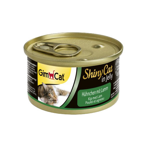 GimCat ShinyCat in Jelly Hühnchen mit Rind - Nassfutter mit Fleisch und Taurin für Katzen - 24 Dosen (24 x 70 g)