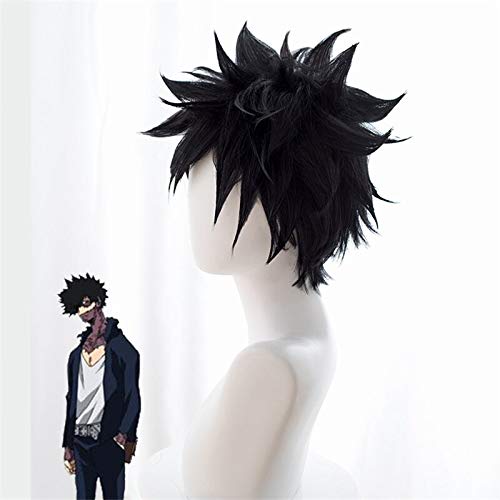 VLEAP My Hero Academia Dabi Kurze Schwarze Mode Perücke Boku no Hero Cosplay Synthetisches Haar Midoriya Shoto Halloween Kostüm Party Mode Mode Perücken