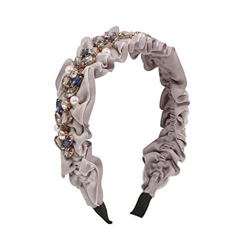 Haarspangen Glänzendes Haarband aus grauem Kristall, gewelltes Stoff-Stirnband mit farbigem Strass-Haarband silber