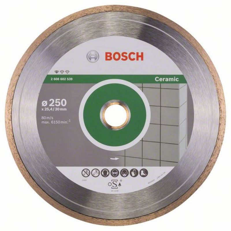 Bosch Diamanttrennscheibe Standard for Ceramic, 250 x 30 + 25,40 x 1,6 x 7 mm 2608602539