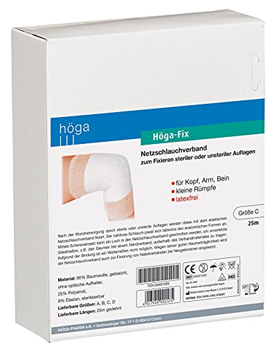 Höga-Fix Netzschlauchverband, Größe C, 25 m gedehnt, für Kopf, Arm, Bein, kleine Rümpfe