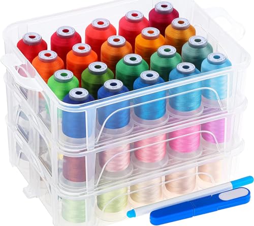 New brothread 60 Brother Farben 500m Maschine Stickgarn mit durchsichtiger Aufbewahrungsbox aus Kunststoff für Stickerei und Nähmaschine