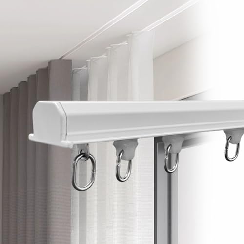 Versteckte Vorhangschiene, Aluminium-Raumteiler-Deckenschiene Für Vorhänge, Verschiebbare Gardinenstangen, Versenkte Gardinenschiene Aus Metall (Color : White, Size : 1m/3.3ft)
