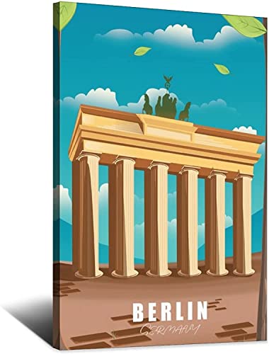 RuiChuangKeJi Leinwandbild 50x70cm ungerahmt Deutschland Berlin Vintage Reiseposter Brandenburger Tor Leinwand Wandkunst Gemälde Poster Kunstwerk Home Decor