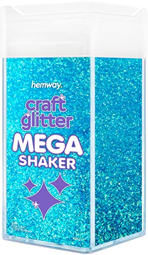 Hemway BULK Glitter 425g / 15oz MEGA Craft Shaker Glitter for Nails, Resin, Tumblers, Arts, Crafts, Painting, Festival, Cosmetic, Body - Fine (1/64" 0.015" 0.4mm) - Fluorescent Blue